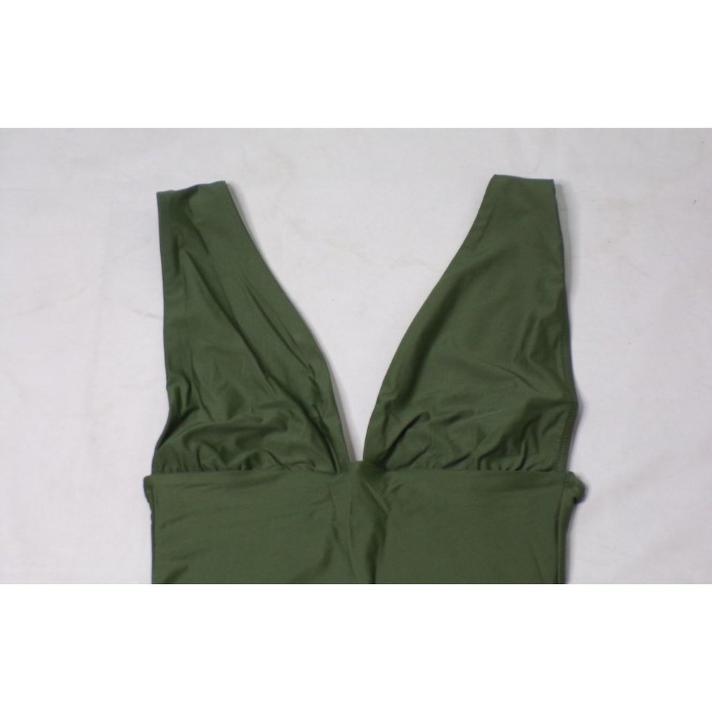 J CREW V-Neck Plunge One-Piece Swimsuit Safari Green 14 NWT $98 - Picture 3 of 5